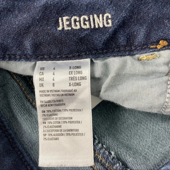 American Eagle Women’s Jeggings Super Stretch Dark Blue Jeans Sz 4 X-Long - Picture 7 of 10